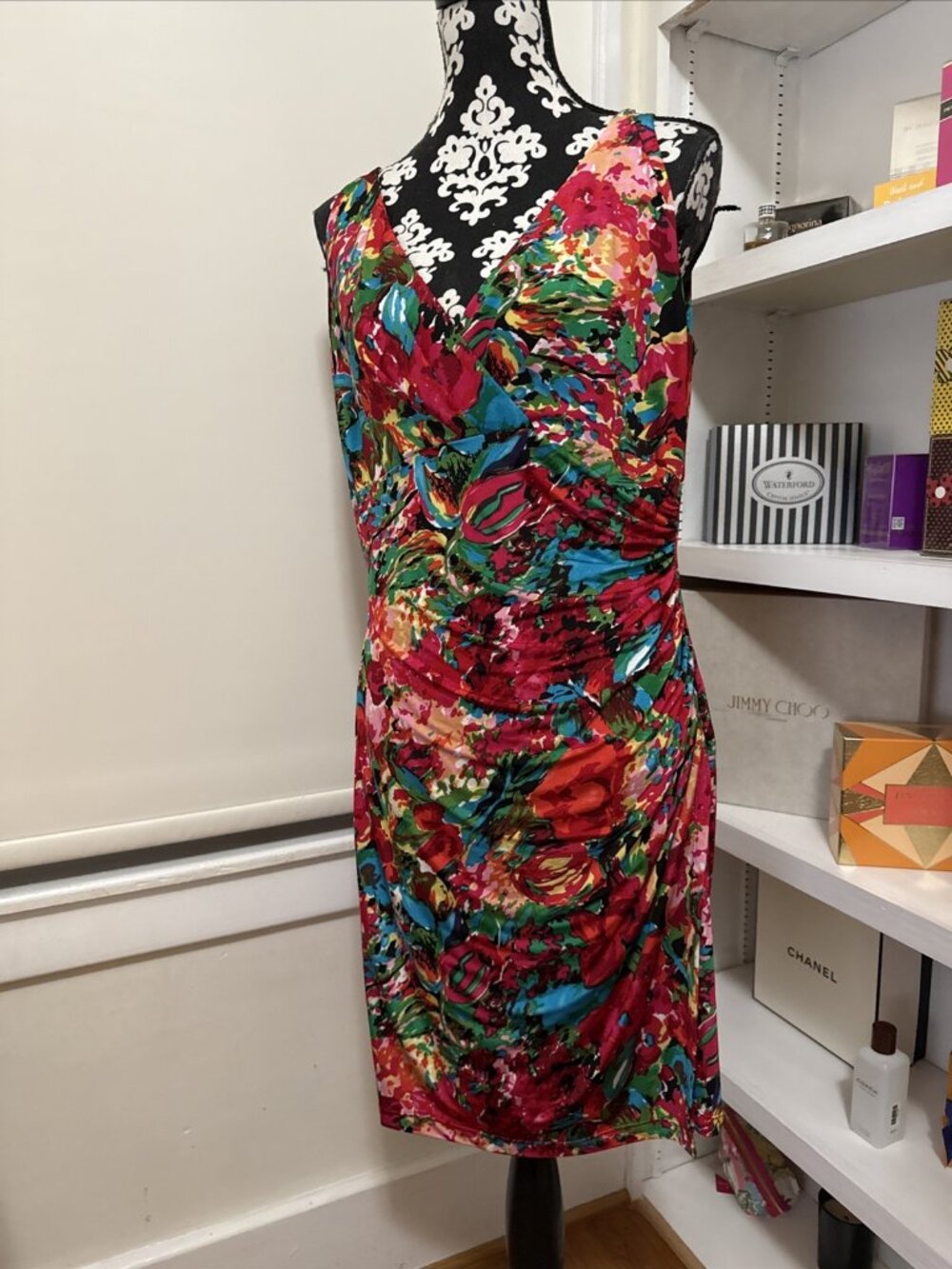 Lauren Ralph Lauren Floral Faux Wrap Stretch Jersey Dress size 14